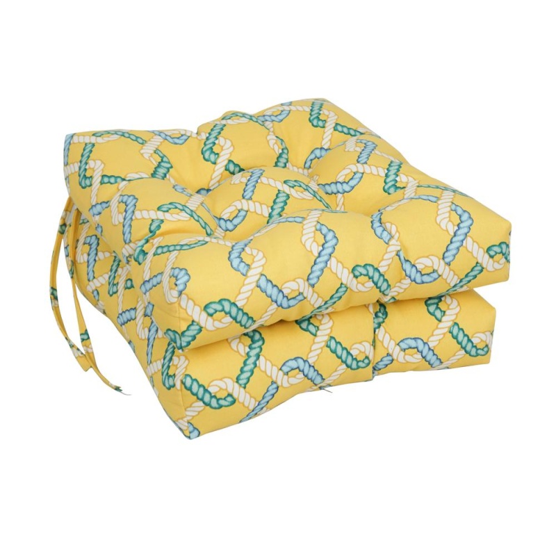 16-Inch Spun Polyester Outdoor Square Tufted Chair Cushions (Set Of 2) 916X16sq-T-2Ch-Od-105