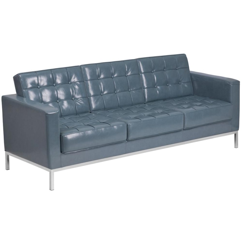 Lacey Contemporary Gray Leathersoft Sofa With Stainless Steel Frame