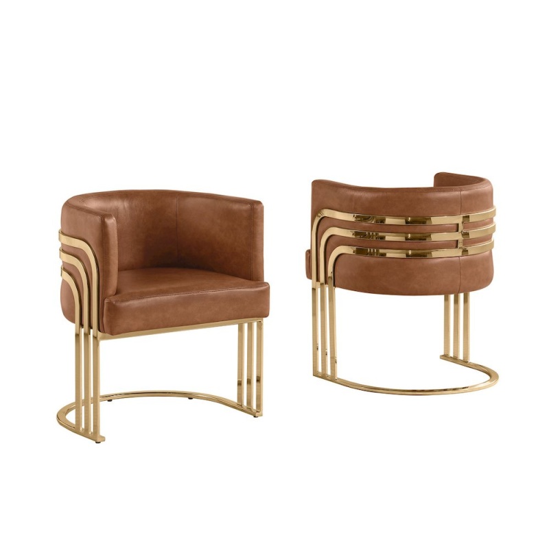 Leather-Aire Side Chairs With Gold Chrome Set Of 2
