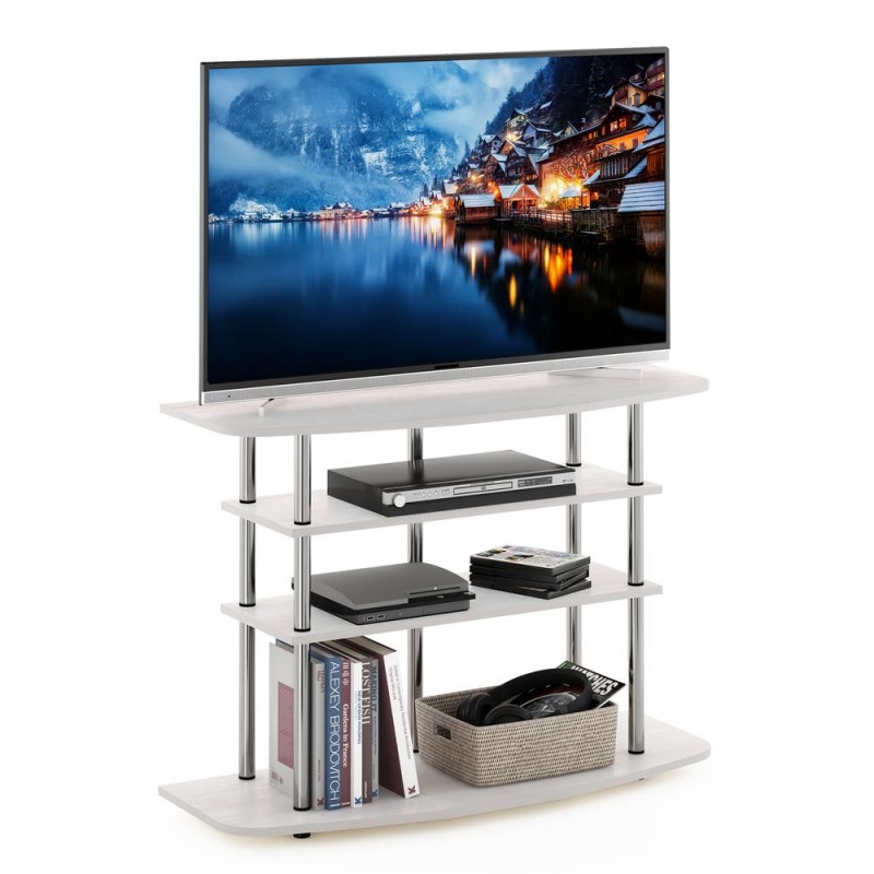 Furinno Frans Turn-N-Tube 4-Tier Tv Stand For Tv Up To 46, White Oak