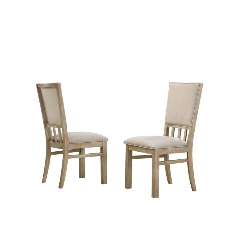 Brutus Set Of 2 Reclaimed Wheat 19" Wide Contemporary Fabric Dining Chair
