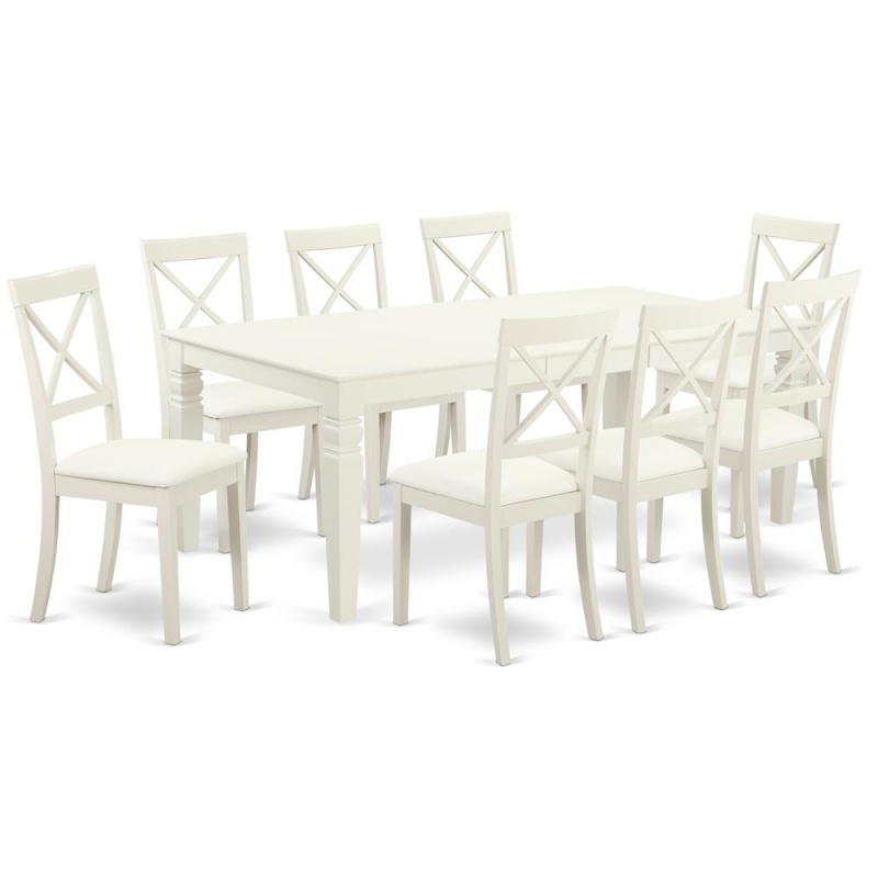 Dining Room Set Linen White, Lgbo9-Lwh-Lc