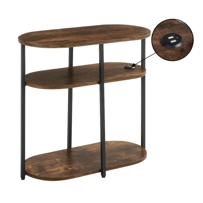 Designs2go Simon 3 Tier Oval Chairside End Table With USB Ports