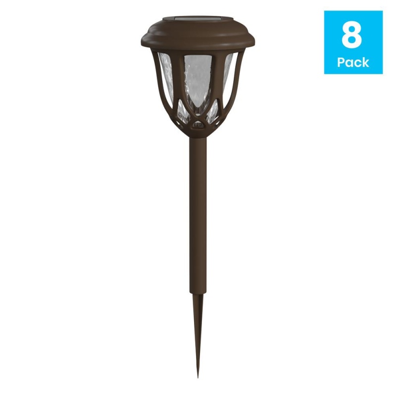8 Pack Brown Tulip Design Led Solar Lights Weather Resistant