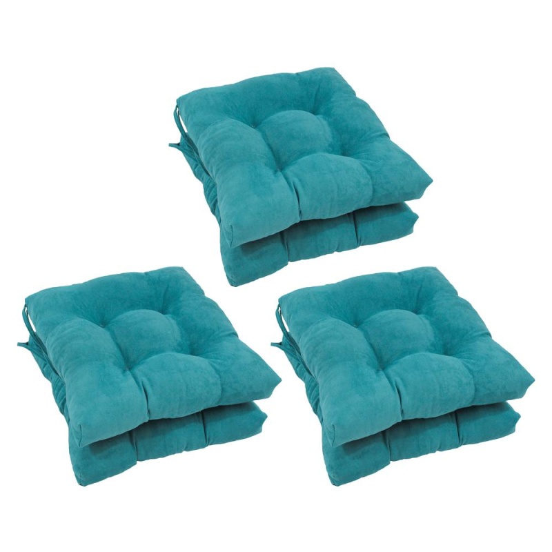 16-Inch Solid Microsuede Square Tufted Chair Cushions (Set Of 6) 916X16sq-T-6Ch-Ms-Ab
