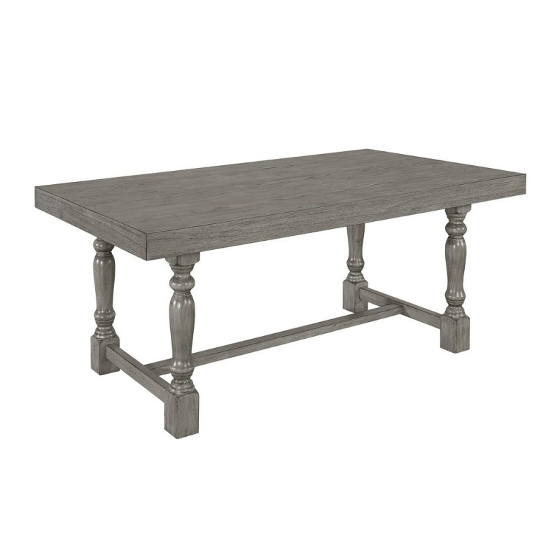 Classic Dining Table With Four Posts In Rustic Wood Finish