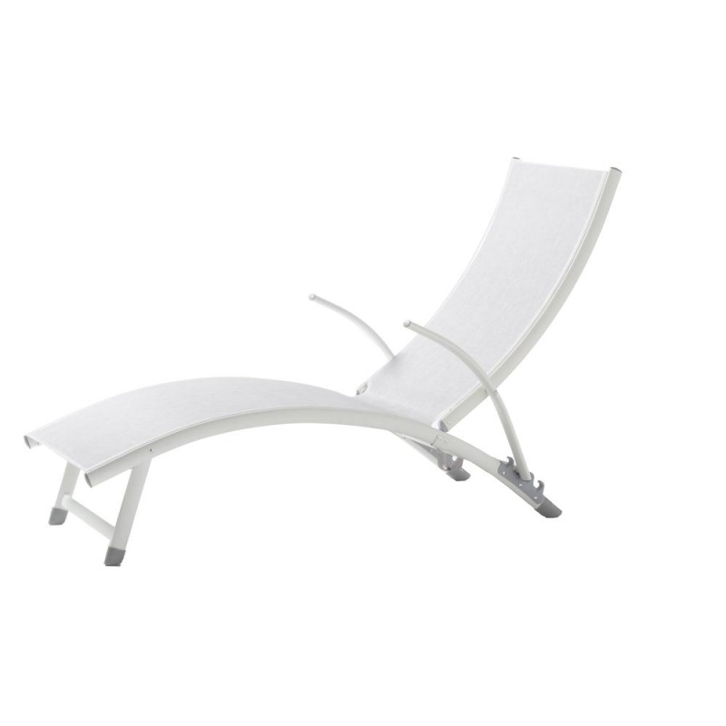 Poolside Stackable/Foldable Chaise Lounge- Loft White