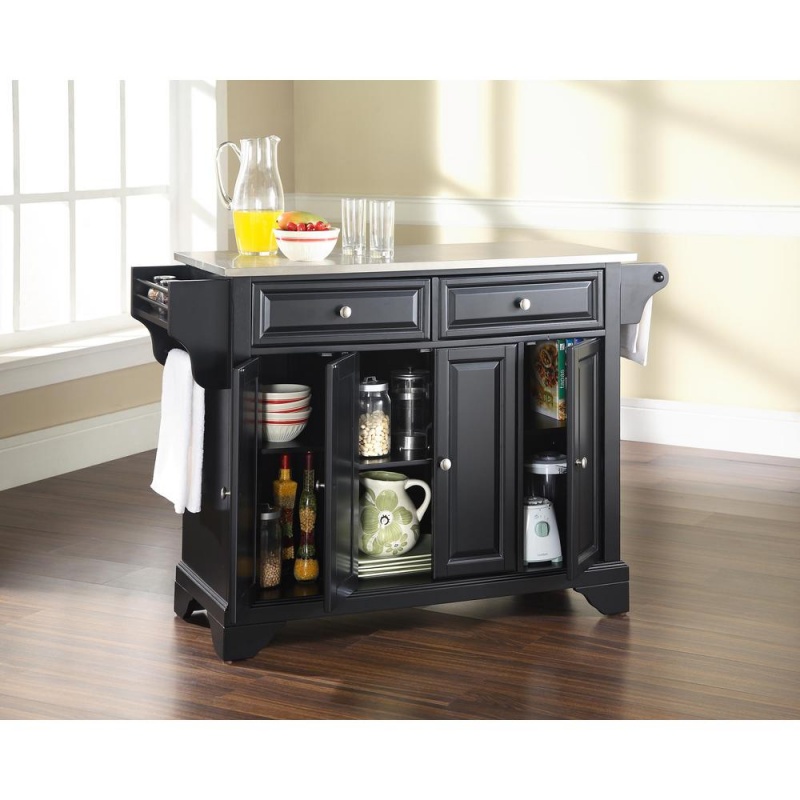 Lafayette Stainless Steel Top Full Size Kitchen Island/Cart Black/Stainless Steel