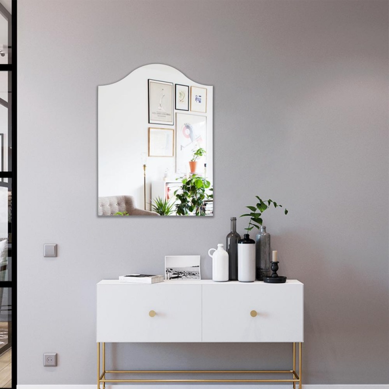 Chloe's Reflection Verical/Horizontal Hanging Arched-Shaped Frameless Wall Mirror 32" Height