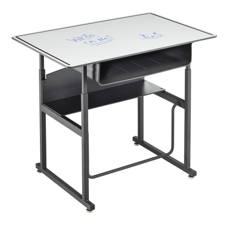 Alphabetter® Adjustable-Height Stand-Up Desk, 36 X 24" Premium Or Dry Erase Top, Book Box And Swinging Footrest Bar - Dryerase
