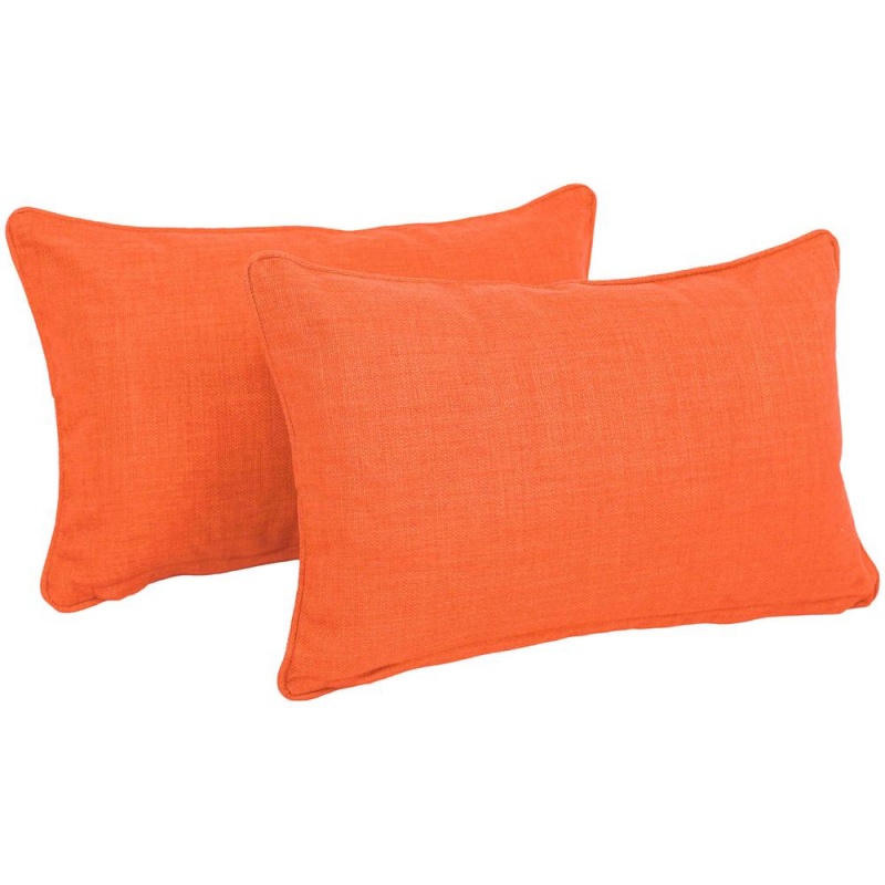 20-Inch By 12-Inch Double-Corded Solid Outdoor Spun Polyester Back Support Pillows With Inserts (Set Of 2) 9811-Cd-S2-Reo-Sol-13