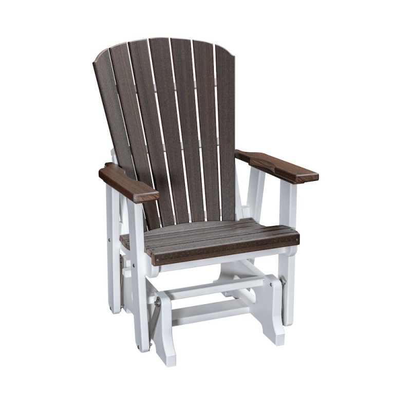 Fan Back Glider in Brazilian Walnut Woodgrain with White Base