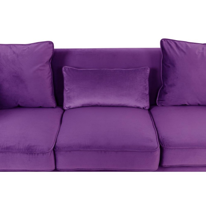 Bayberry Purple Velvet Sofa With 3 Pillows