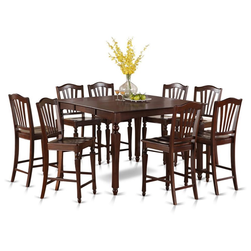 9 Pc Counter Height Table Set with 8 Kitchen Counter Chairs