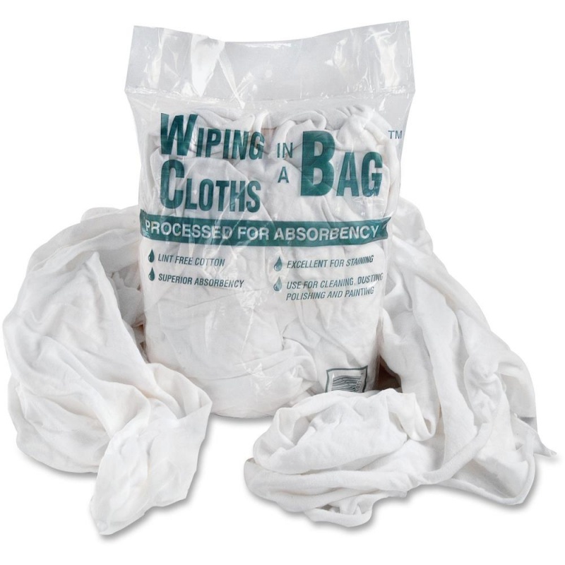 Bag A Rags Office Snax Cotton Wiping Cloths - For Multipurpose - 1 / Bag - Lint-Free, Absorbent, Reusable - Blue, White