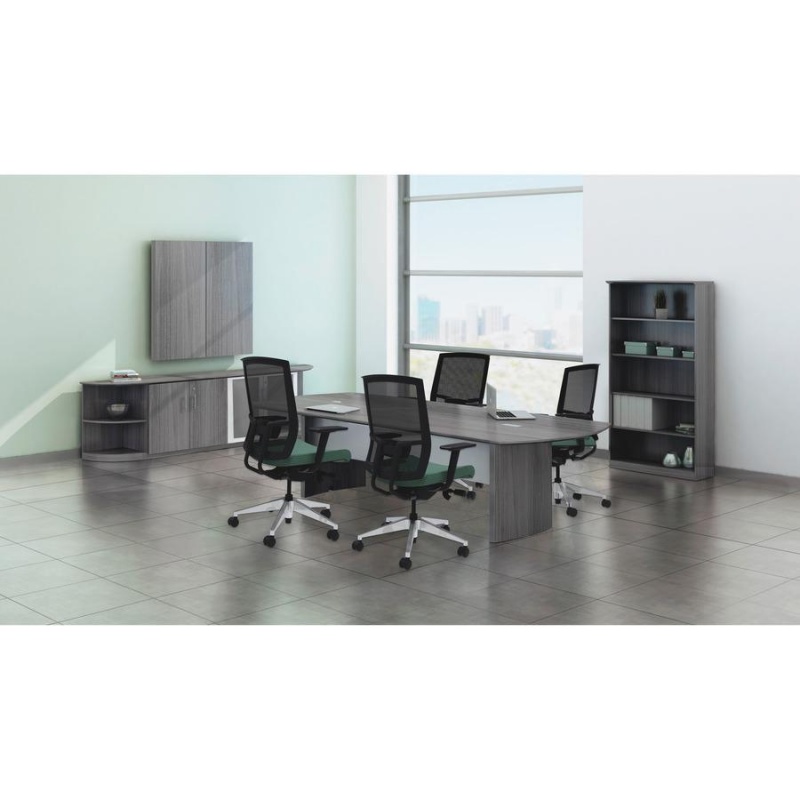 Mayline Gray Laminate Medina Conference Tabletop - 72" X 48"1" - Beveled Edge - Finish: Gray Steel Laminate, Silver - For Conference Room