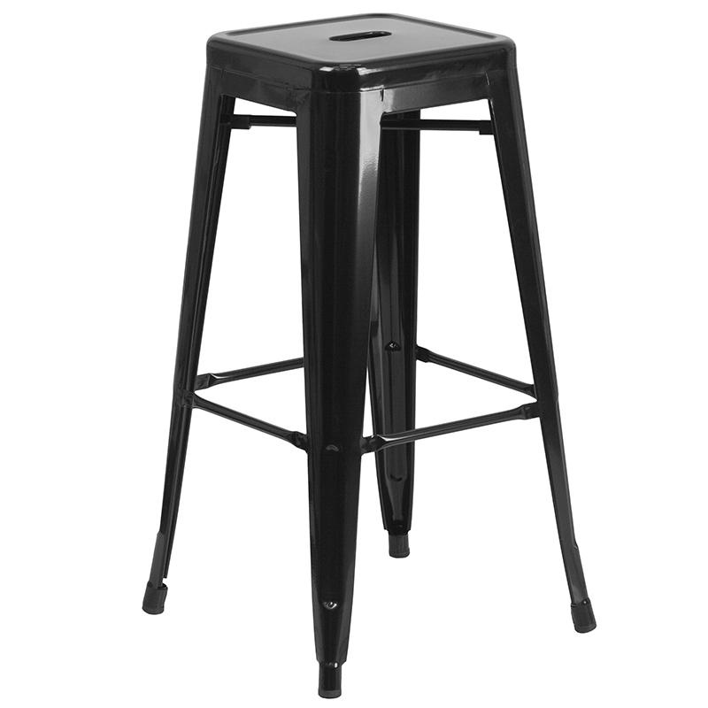 30" High Backless Black Metal Barstool