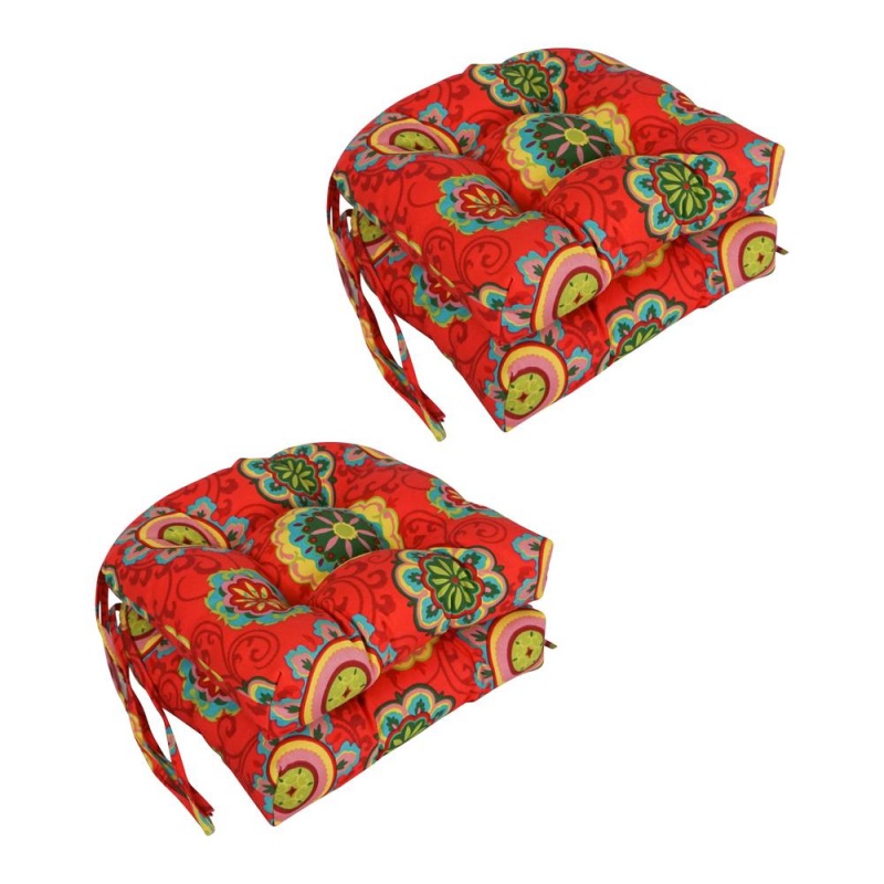 16-Inch Outdoor Spun Polyester U-Shaped Tufted Chair Cushions (Set Of 4)