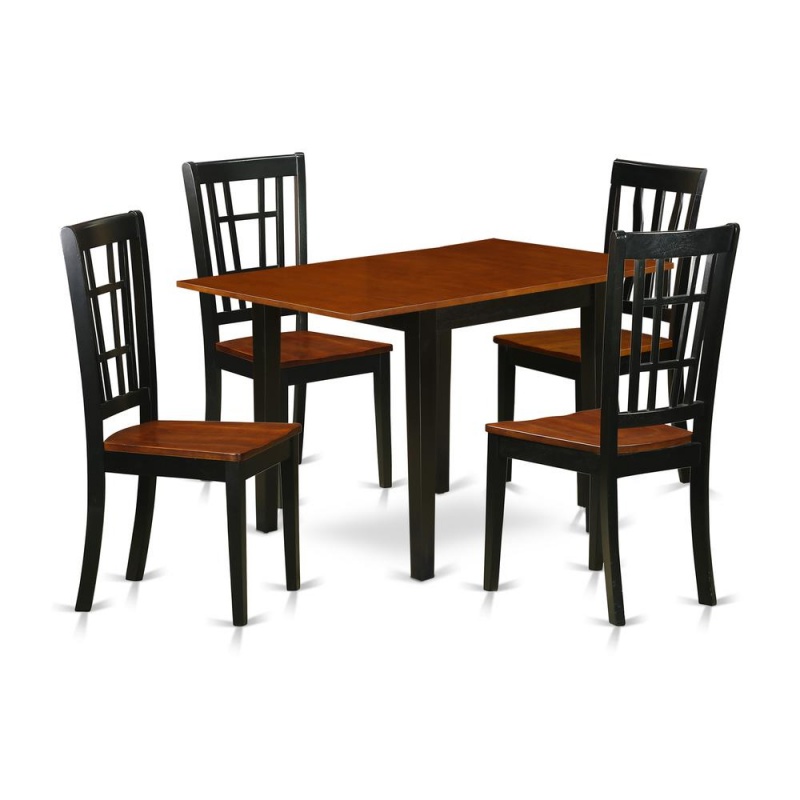 Dining Room Set Black & Cherry, Ndni5-Bch-w