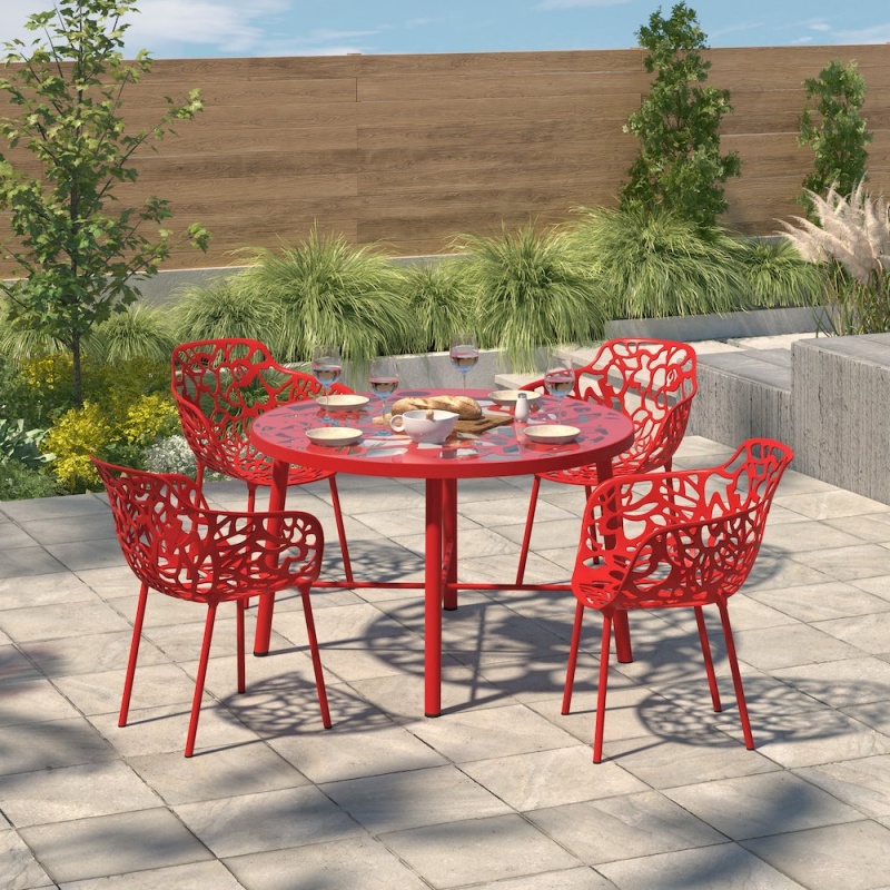 Devon Tree Design Glass Top Aluminum Base Indoor Outdoor Dining Table