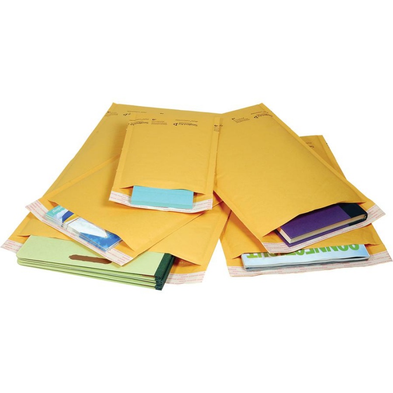 Sealed Air Jiffylite Bulk-Packed Cushioned Mailers - Padded - #000 - 4" Width X 8" Length - Self-Sealing - Satin, Kraft - 250 / Carton - Gold