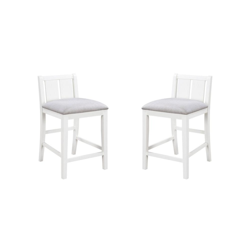 Graham Set Of 2 White Finish Upholstered Seat Counter Height Chair