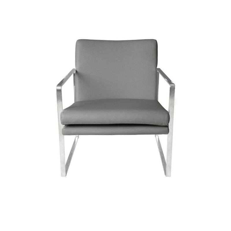 Lennox Chair Gray Faux Leather Stainless Steel Frame