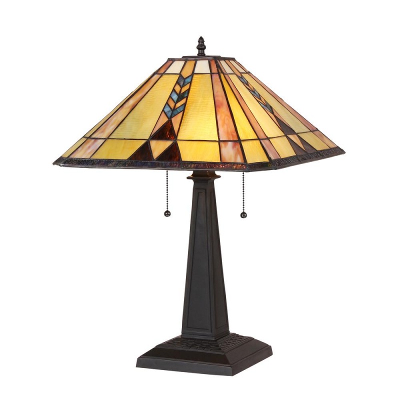 Kent Tiffany-Style 2 Light Mission Table Lamp 16" Shade