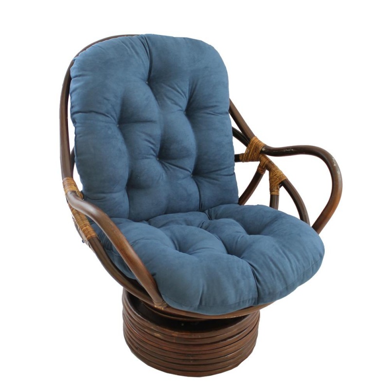 Rattan Swivel Rocker With Micro Suede Cushion