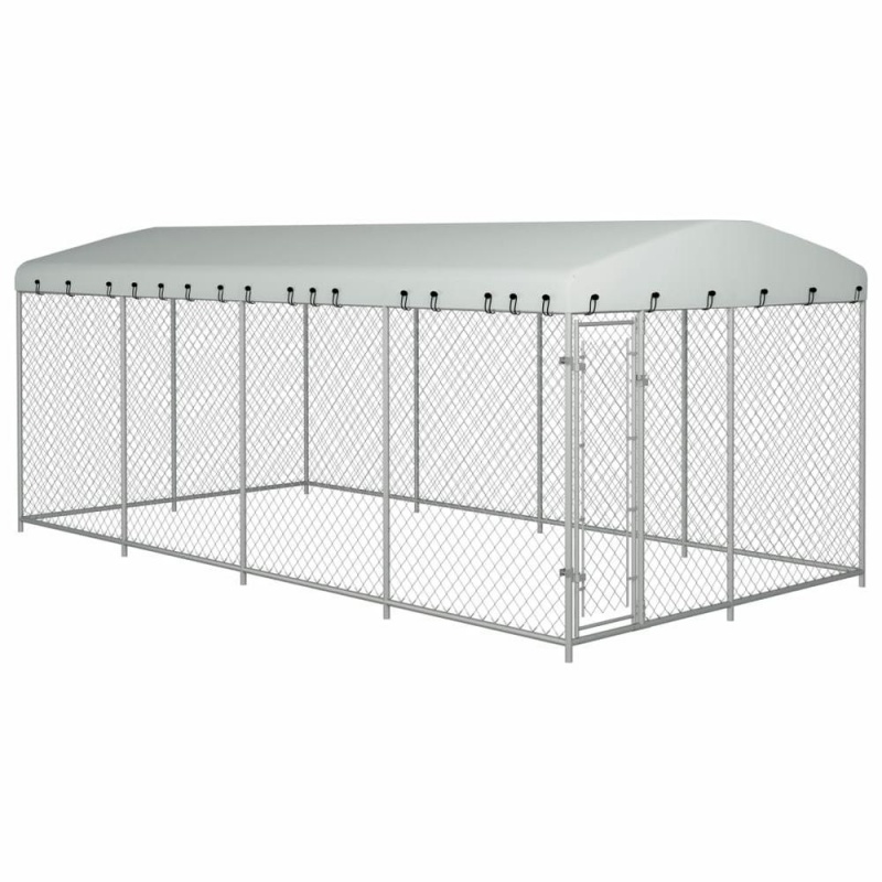 Vidaxl Outdoor Dog Kennel With Roof 315"X157.5"X78.7"