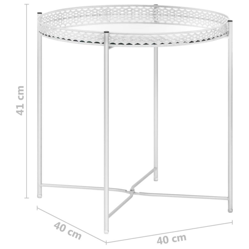 Vidaxl Side Table Silver 15.7"X15.7"X16.1" Glass 2800