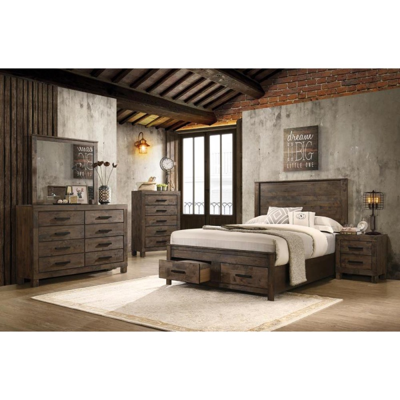 Woodmont 4-Piece Queen Bedroom Set Rustic Golden Brown