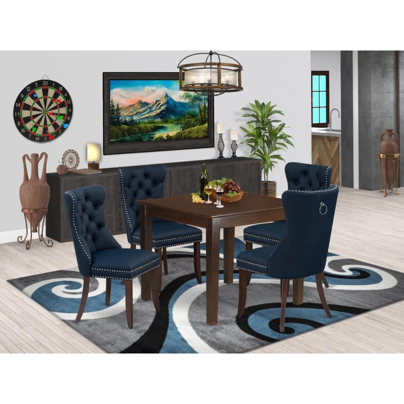 5 Piece Kitchen Table & Chairs Set Consists Of A Square Dining Room Table