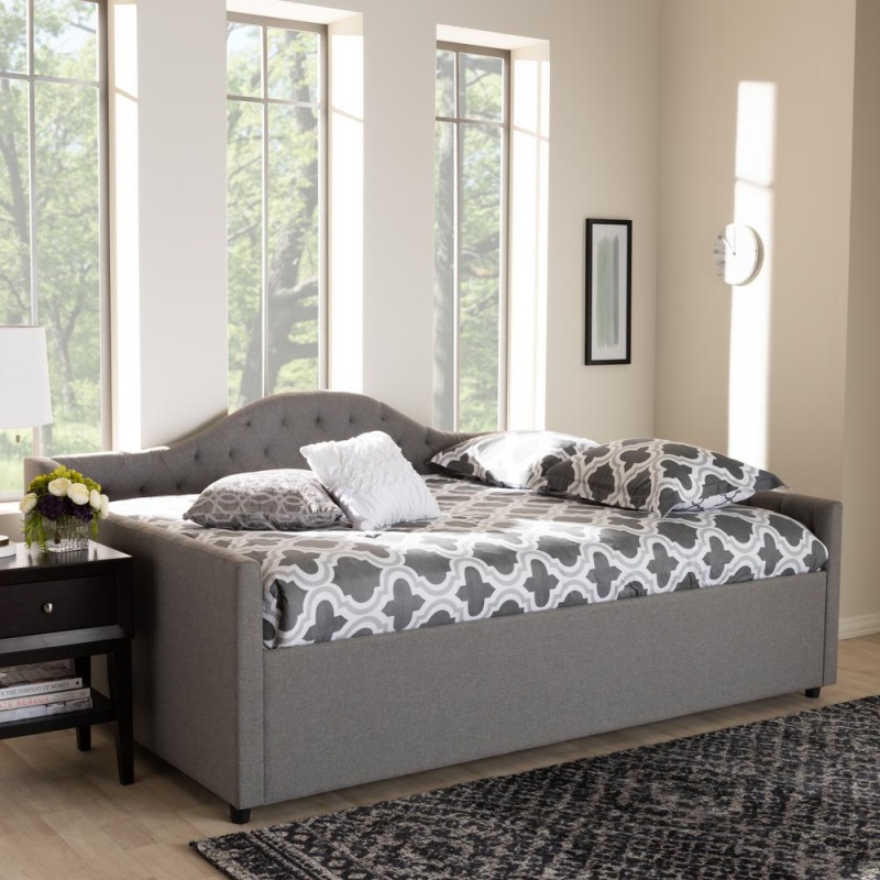 Eliza Modern And Contemporary Grey Fabric Upholstered Queen Size Daybed