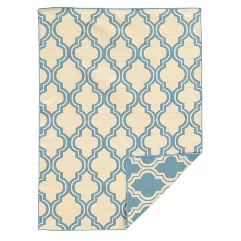 Salonika Reversiblequatrefoil Ltblue 5X8, Rug