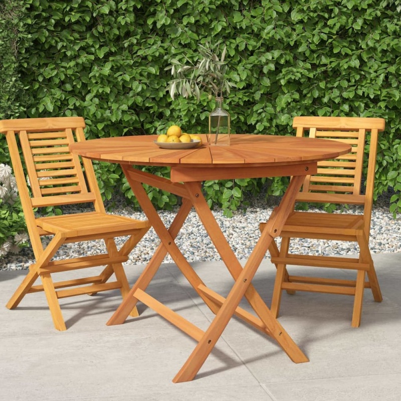 Garden Table Solid Teak Wood Large Foldable Round