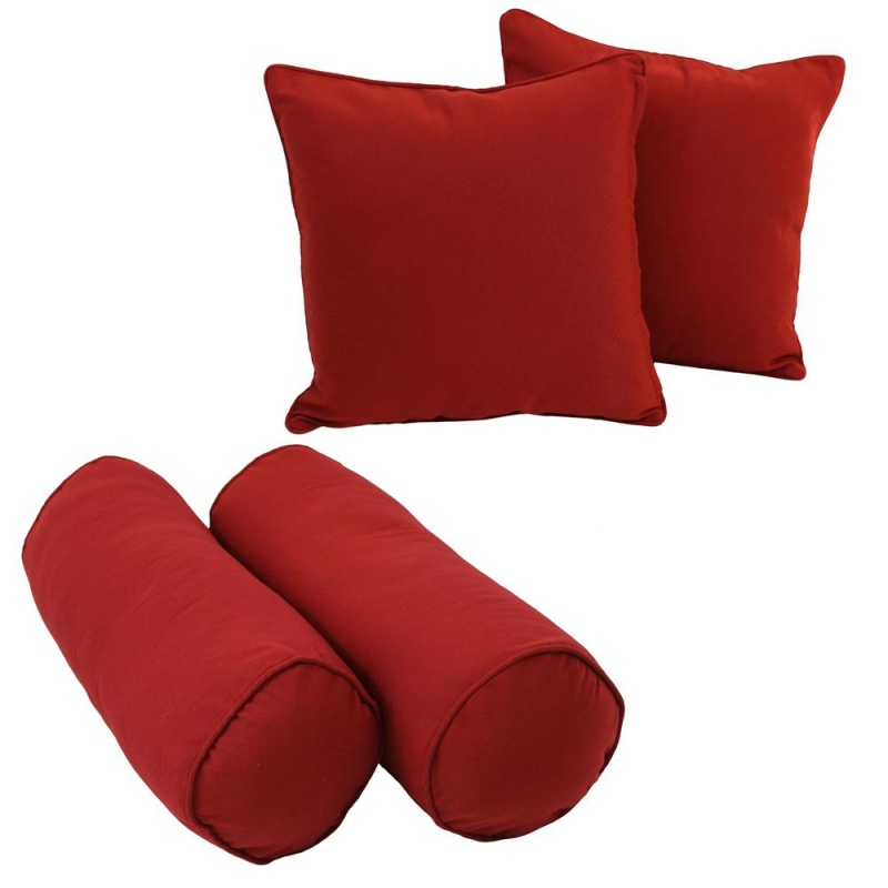 Double-Corded Solid Twill Throw Pillows With Inserts (Set Of 4) Ruby Red