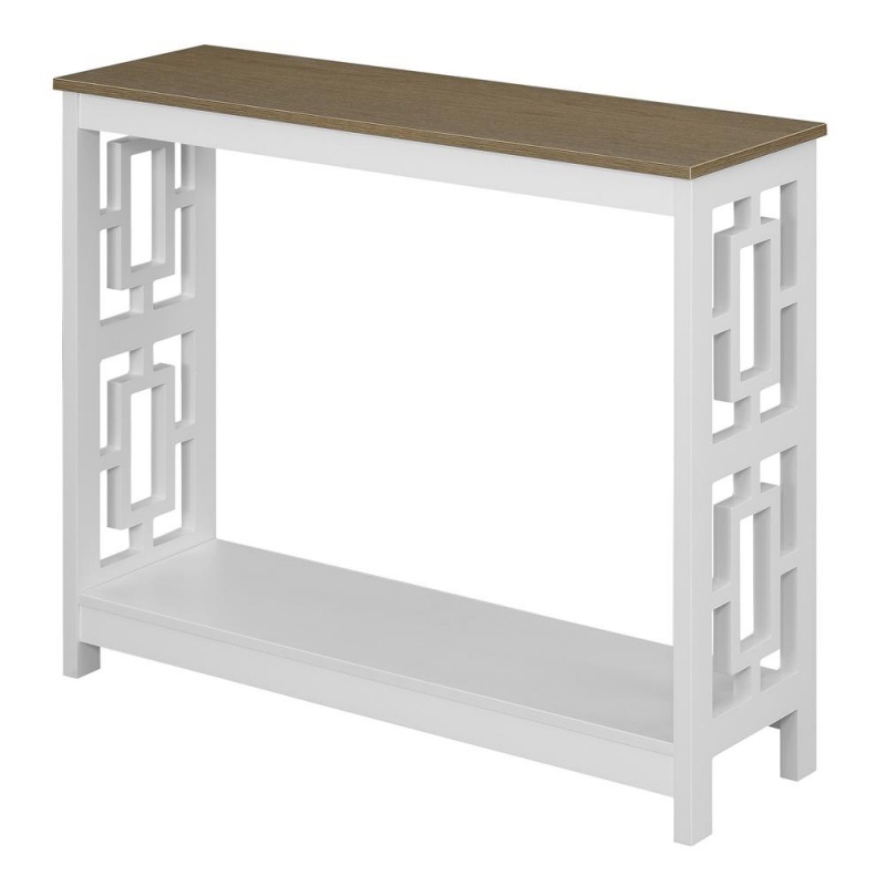 Town Square Console Table With Shelf, Driftwood/White