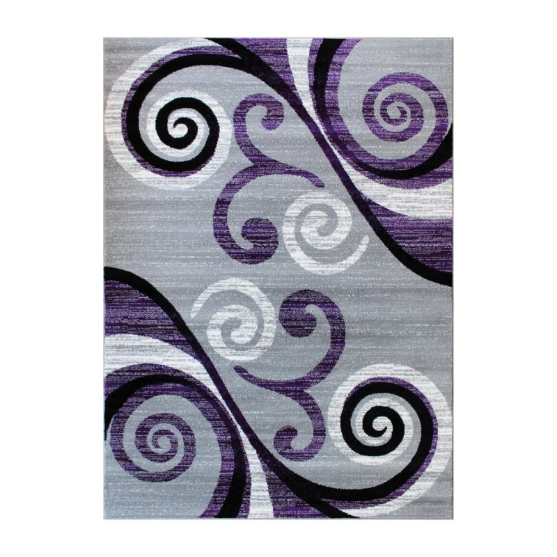 Valli Collection 6' X 9' Purple Abstract Area Rug - Olefin Rug With Jute Backing - Hallway, Entryway, Bedroom, Living Room