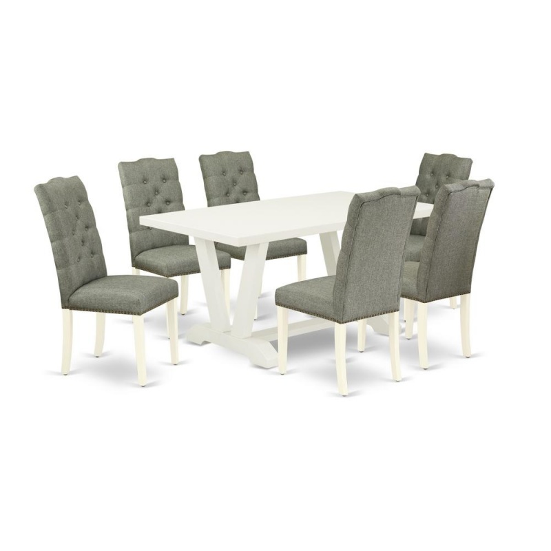 7-Piece Kitchen Set with 6 Parson Chairs