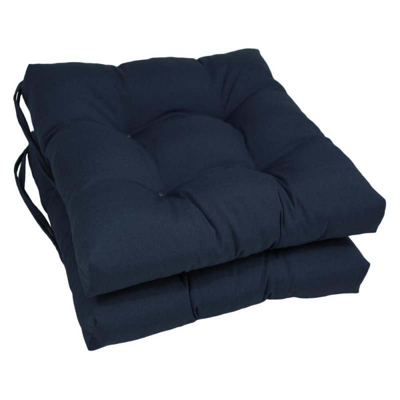 16-Inch Solid Twill Square Tufted Chair Cushions (Set of 2)