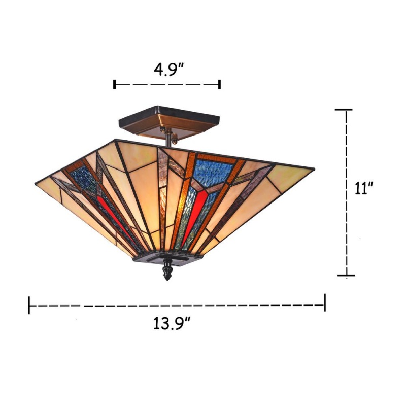 Maxwell Mission 2 Light Blackish Bronze Semi-Flush Ceiling Fixture 14" Wide