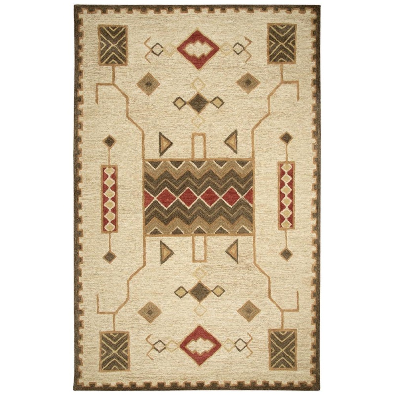 Hand Tufted Loop Pile Wool Rug, 5' X 8'