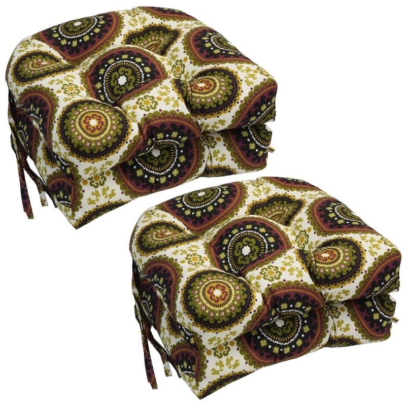 16-Inch Spun Polyester Outdoor U-Shaped Tufted Chair Cushions (Set of 4)