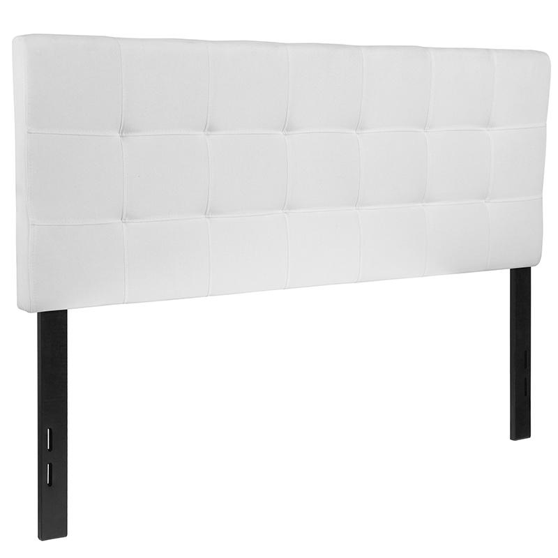 Bedford Tufted Upholstered Full Size Headboard In White Fabric