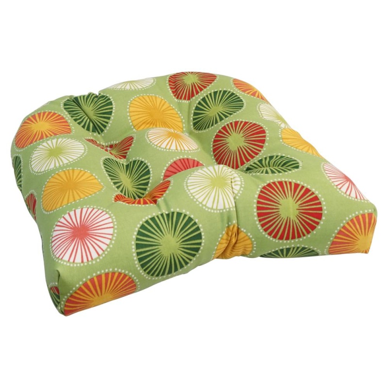 19-Inch U-Shaped Spun Polyester Outdoor Tufted Dining Chair Cushion
