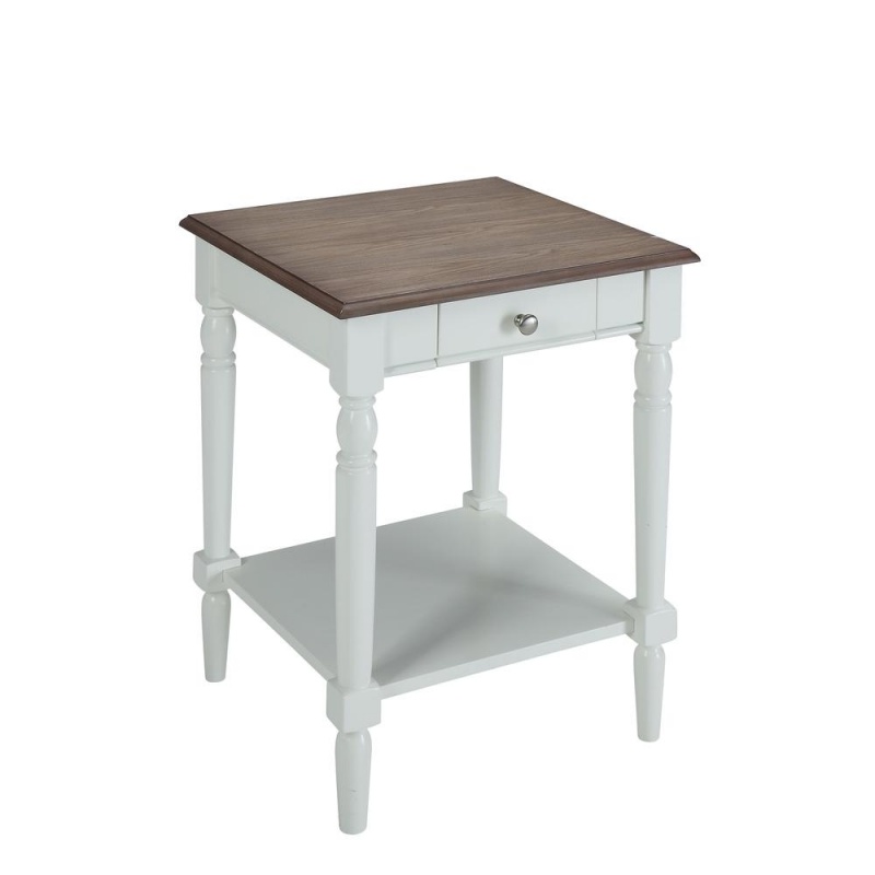 French Country End Table With Drawer And Shelf