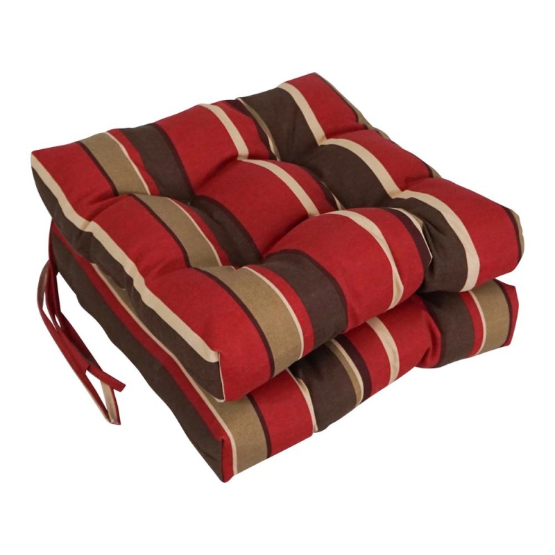 16-Inch Spun Polyester Patterned Outdoor Square Tufted Chair Cushion