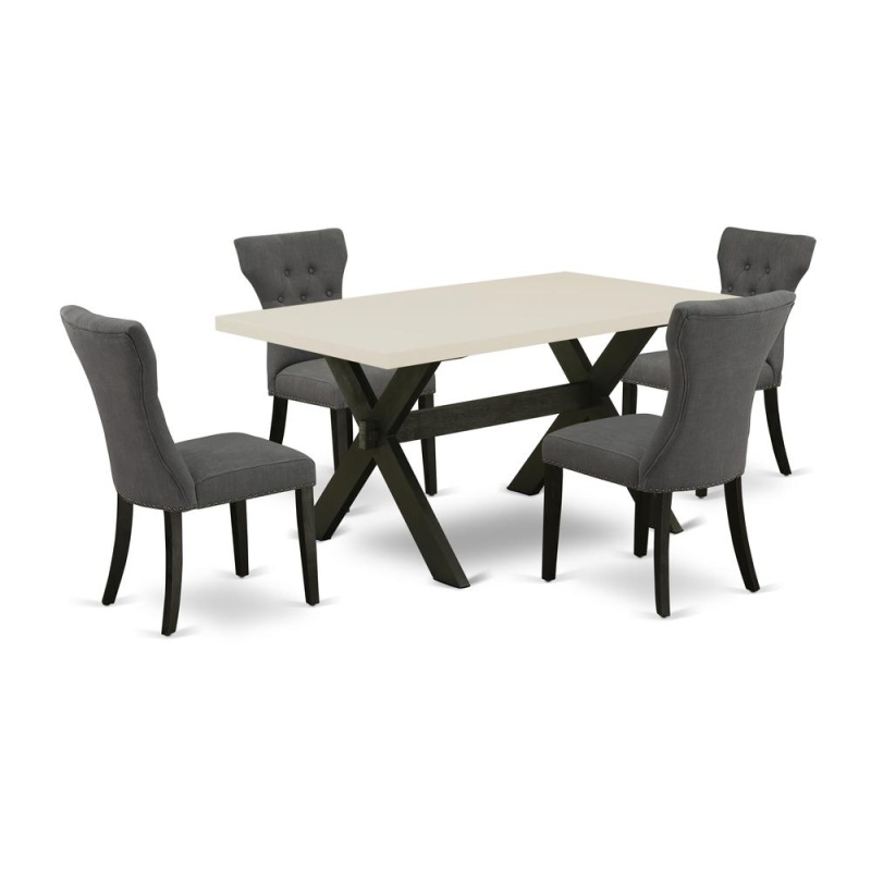 5-Pc Dining Table Set with 4 Parson Chairs