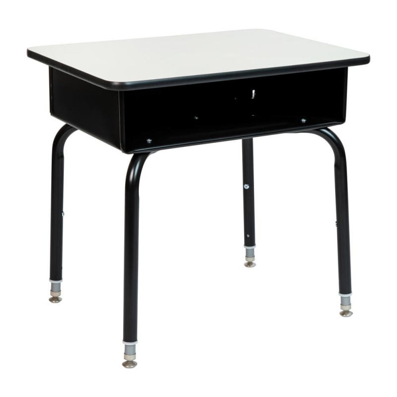 Student Desk With Open Front Metal Book Box - Gray